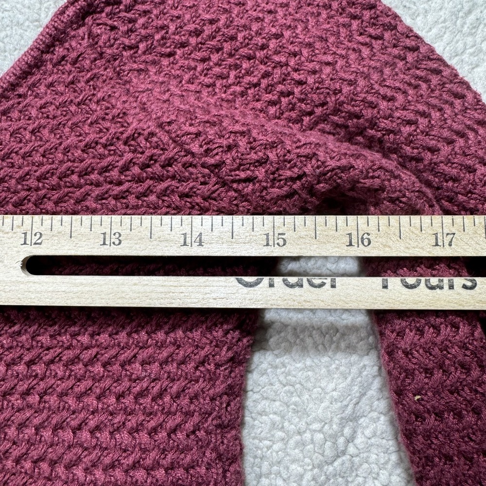 FP‎ Beach Sweater Womens XS Burgundy Long Sleeve Knit Crop Pullover Boho Stretch - Picture 12 of 14